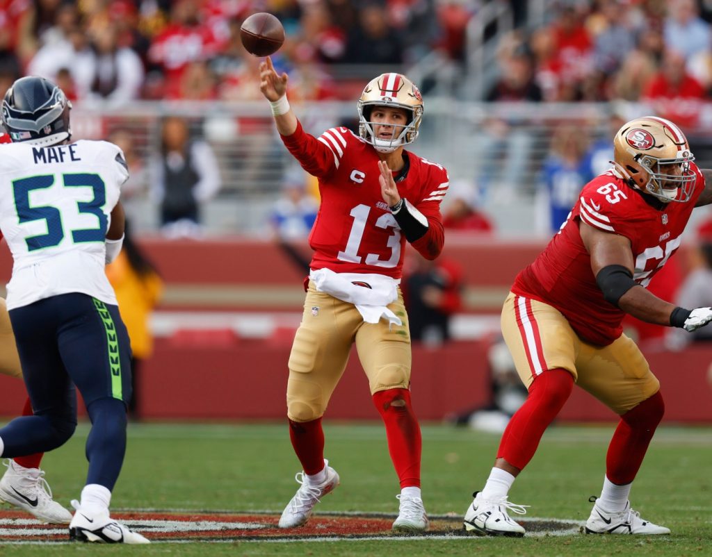 Photos: San Francisco 49ers quarterback Brock Purdy throws career-high 368 passing yards in win over Seattle Seahawks