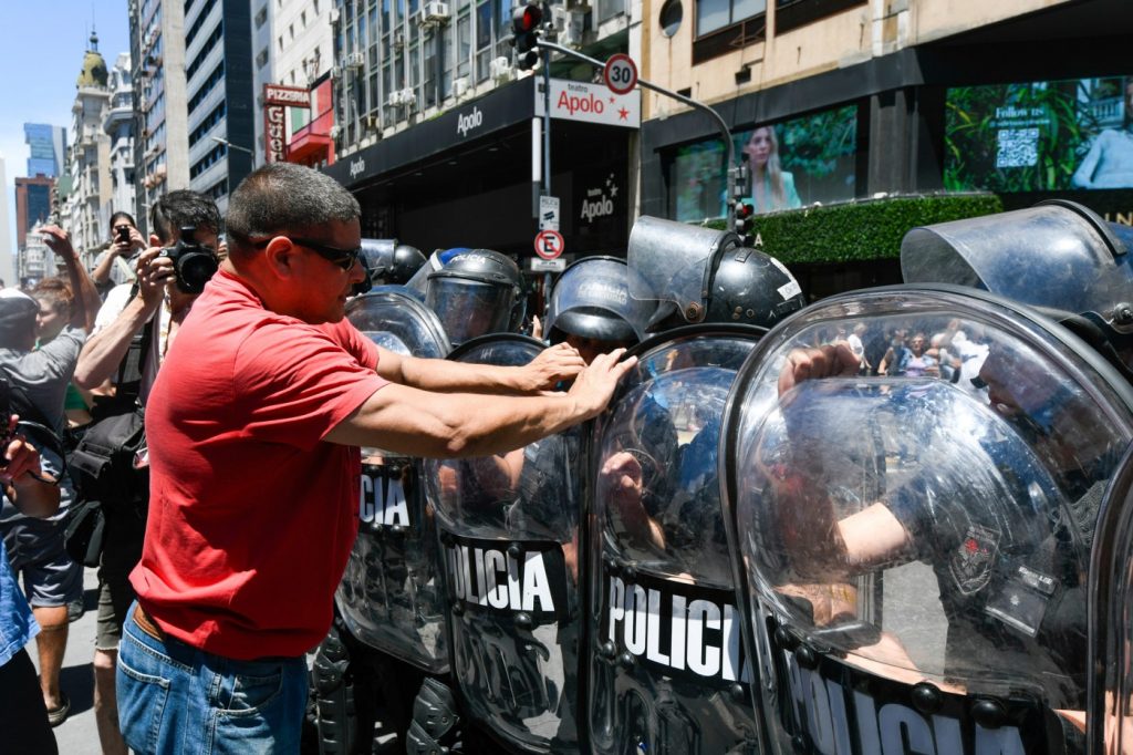 Argentina’s unions fill streets to protest president’s actions