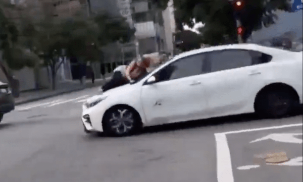 Watch: Woman clings to car’s hood after French bulldog theft in Los Angeles