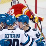 Two forwards have career nights as Sharks beat Calgary Flames