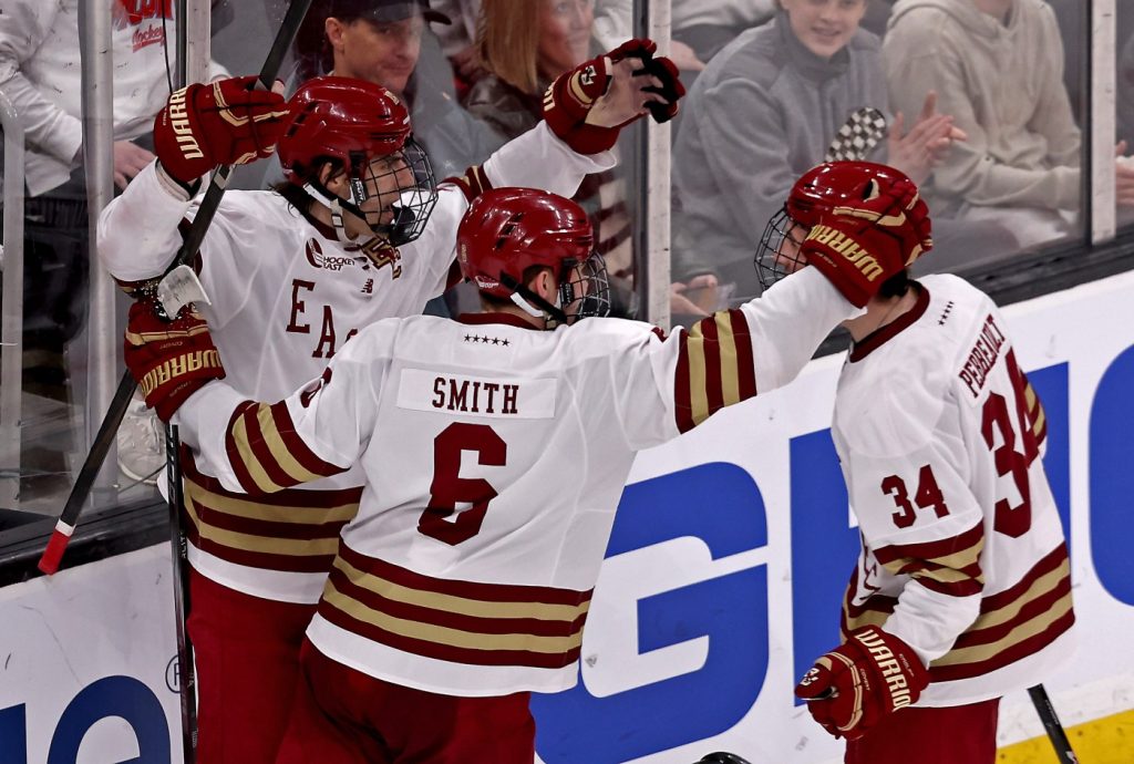 Sharks’ top prospect enjoys huge night for Boston College in Hockey East title game