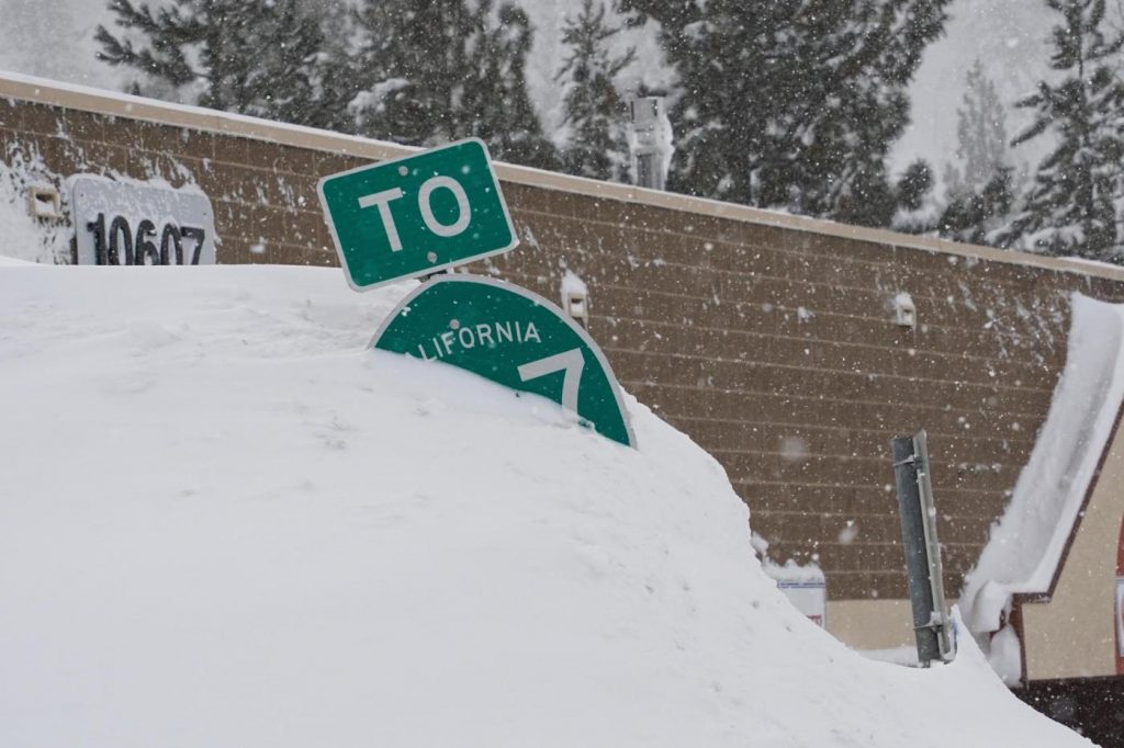 Northern California ski resort workers tunnel their way into the office after getting 10 feet of snow