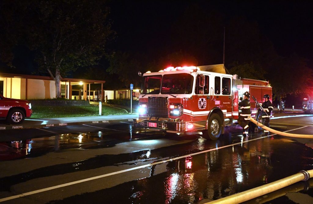 Two-alarm fire damages small gym at East Bay high school