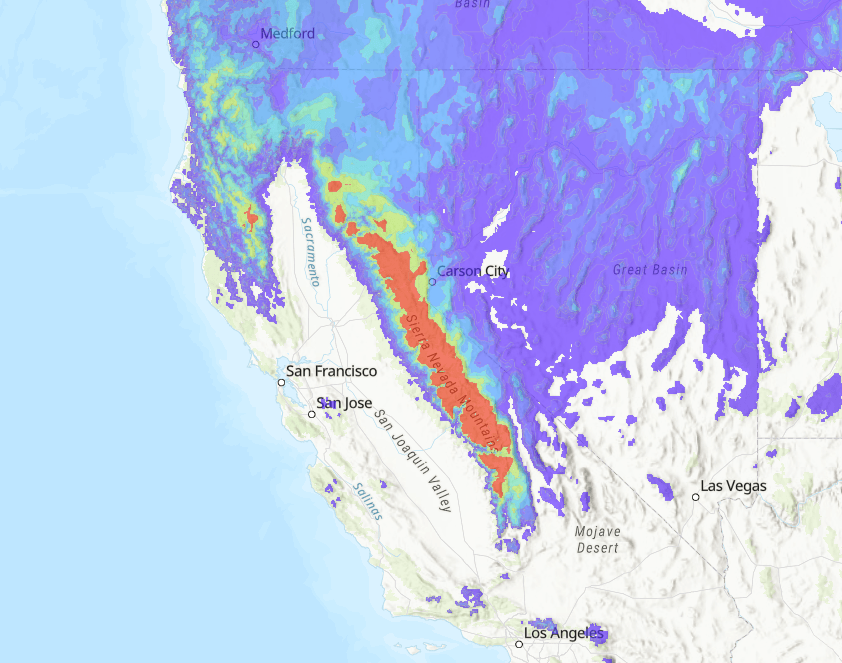 Searchable map: How much snow will your California Sierra address get?