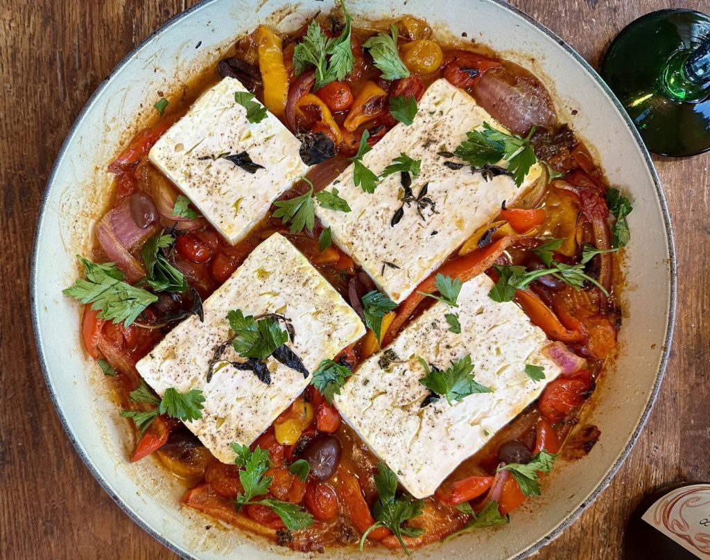 TasteFood: Oven-roasted feta with blistered tomatoes and peppers