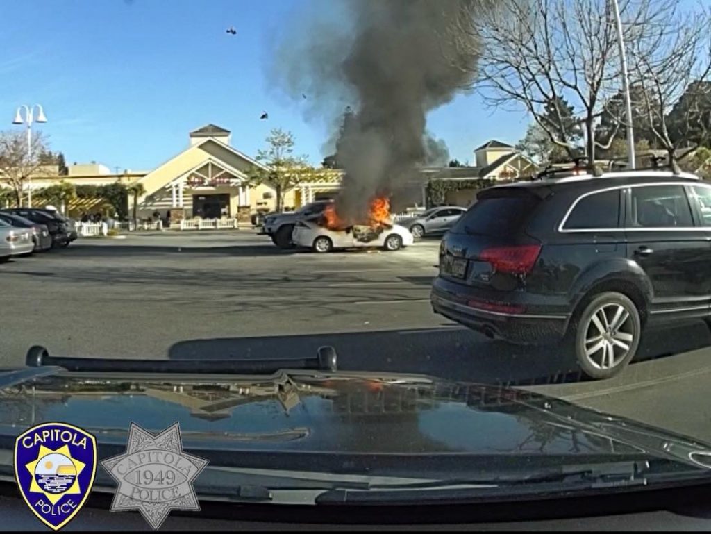 Driver rescued from burning vehicle in Capitola shopping center