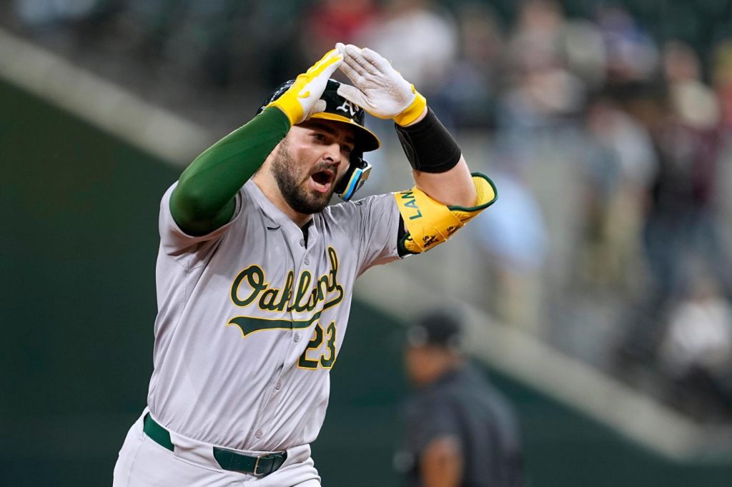 Shea Langeliers hits 3 home runs, leads A’s over Rangers 4-3