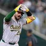 Shea Langeliers hits 3 home runs, leads A’s over Rangers 4-3