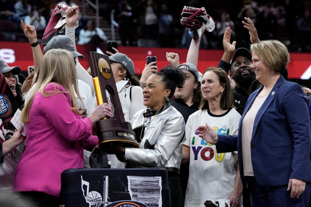 South Carolina’s Dawn Staley wins third national title, Gamecocks end perfect season by beating Iowa