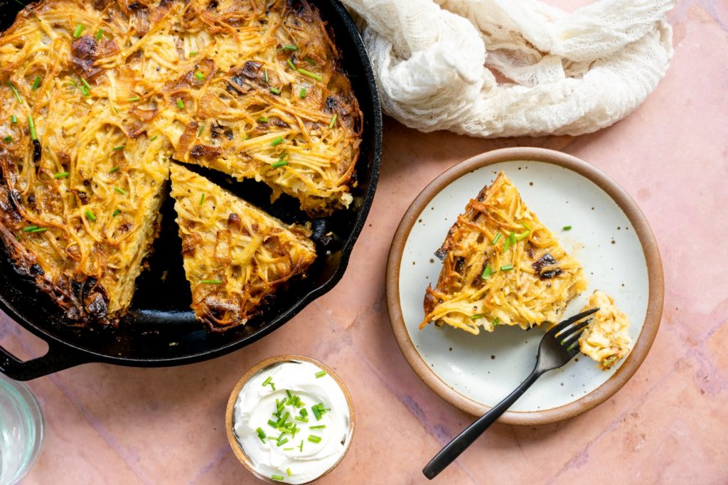 Passover Recipe: Cast-Iron Potato and Caramelized Onion Kugel