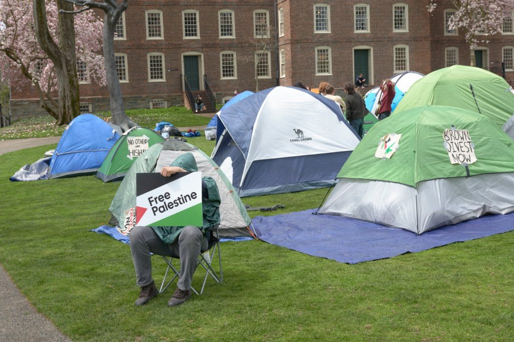 Brown University president’s commencement speech briefly interrupted by protesters