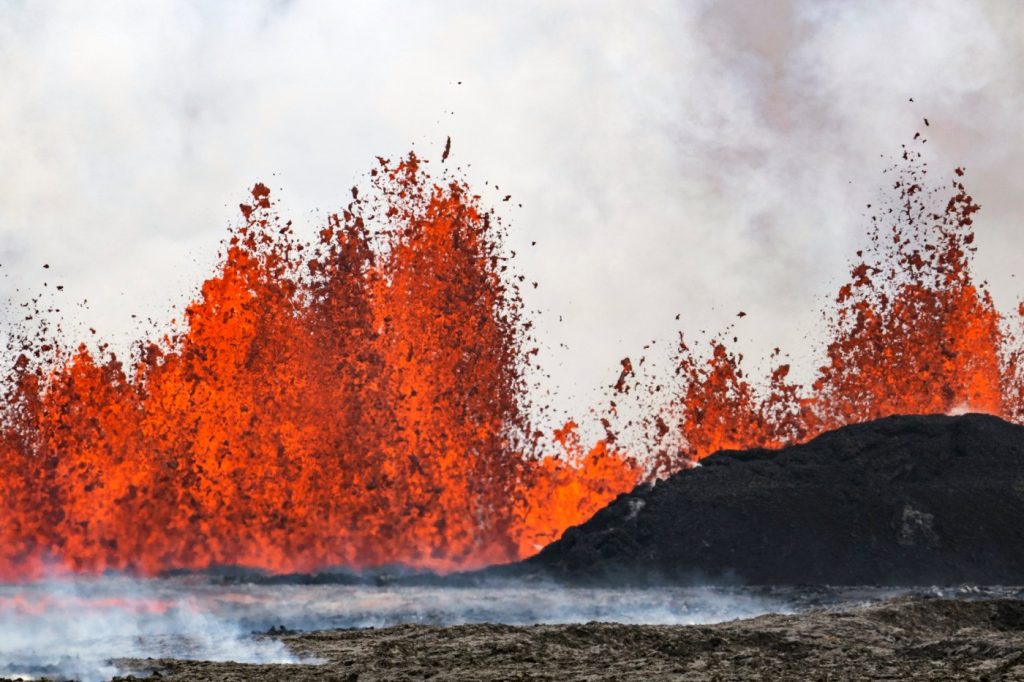 Iceland volcano erupts again, shooting lava into the sky