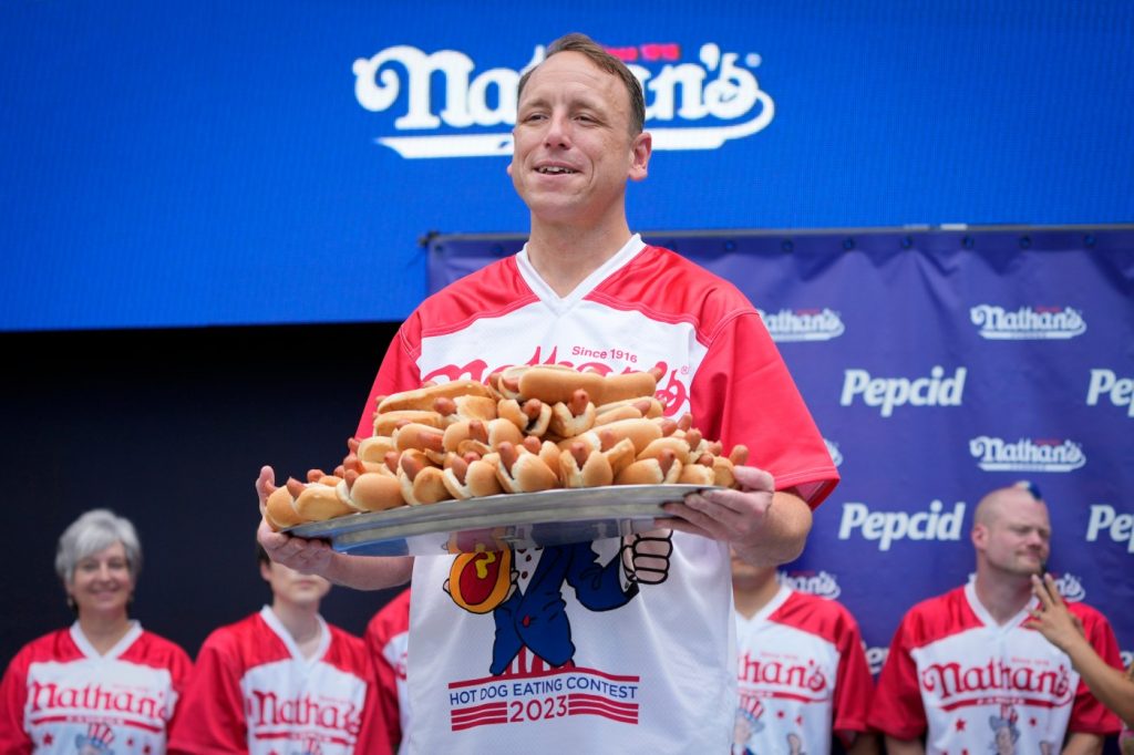 Joey Chestnut barred from famous July 4 hot dog eating contest over vegan sponsorship