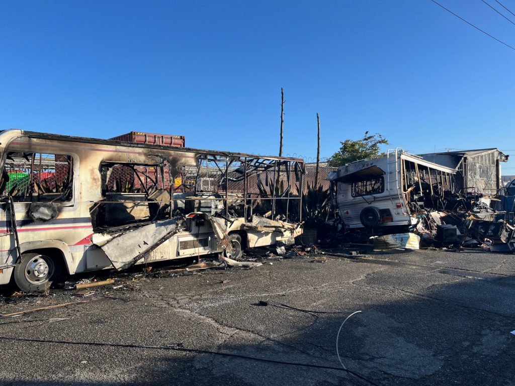 RV fire causes power outages in West Oakland after catching electrical wires