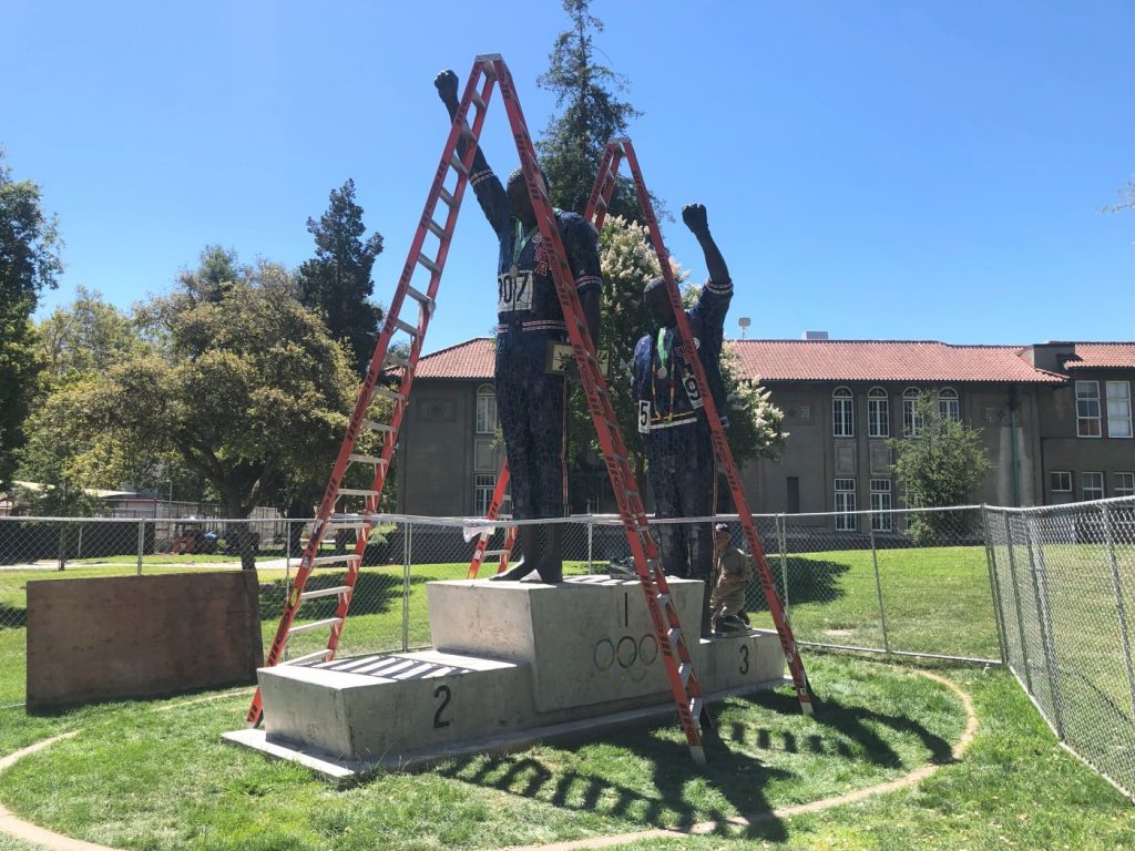 Iconic San Jose State monument gets a touch-up before the Olympics