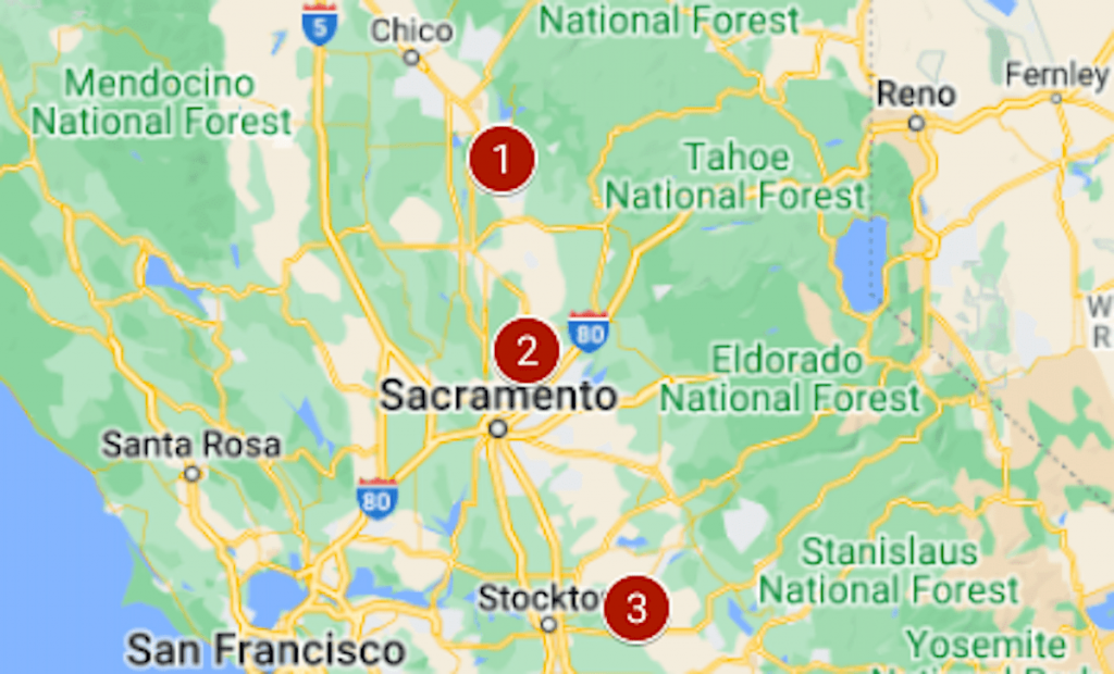 Map: Biggest of the California wildfires that started amid Monday’s lightning