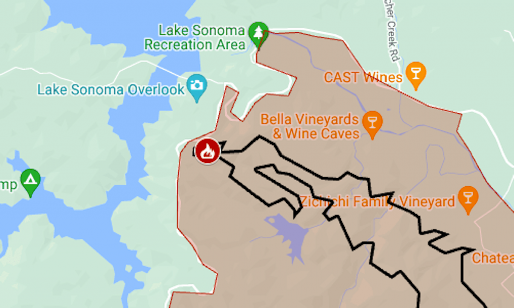 Point Fire map: Evacuations in Sonoma County wine country