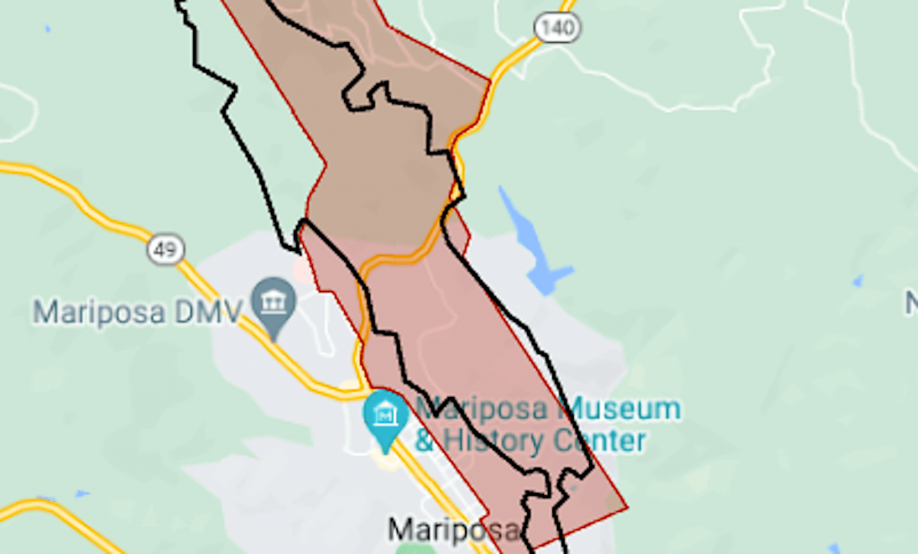 Map: French Fire burns up to edge of Mariposa