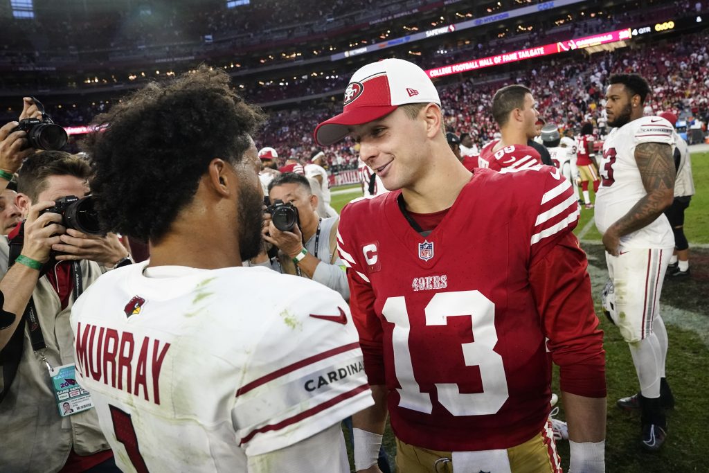 Arizona’s Kyler Murray looking at home in the pocket while 49ers’ Brock Purdy is running to daylight