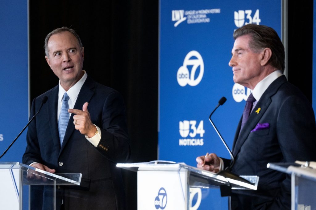 Steve Garvey and Adam Schiff trade barbs over former President Trump, housing and abortion in US Senate debate