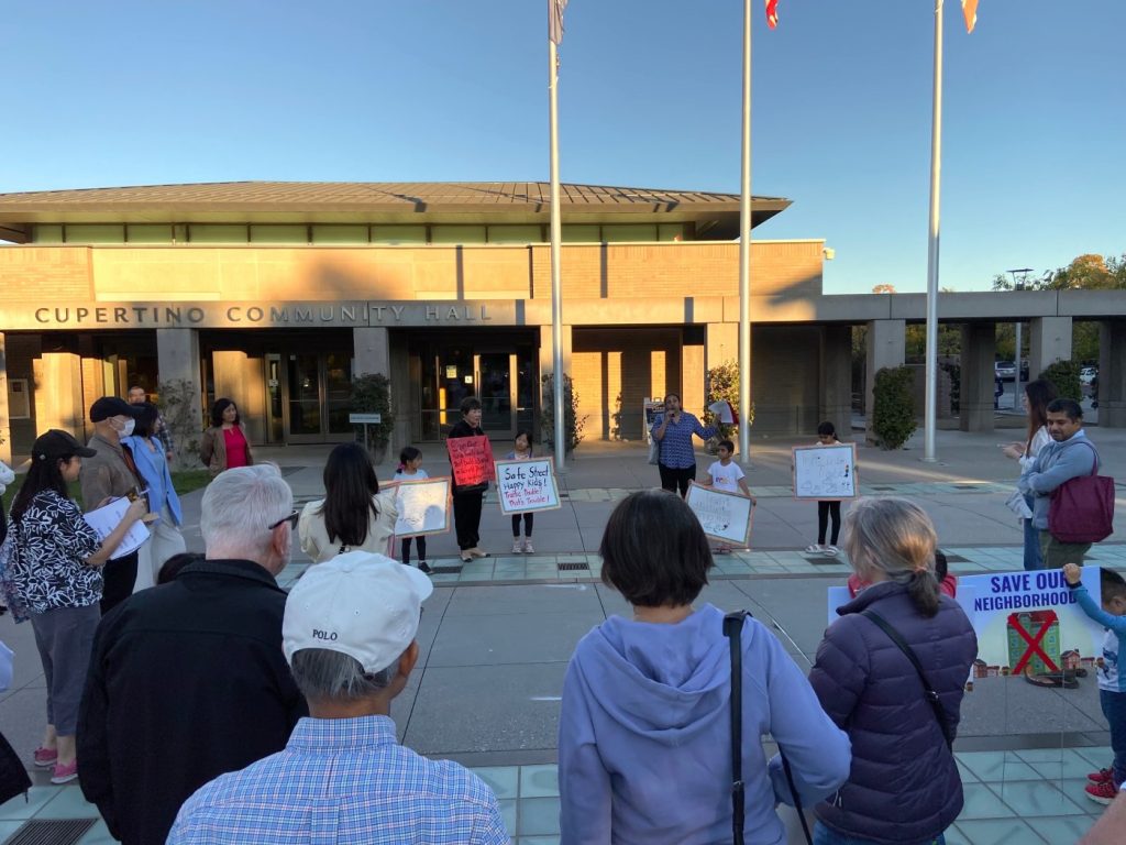 Cupertino residents rally against potential high-rise building near local school