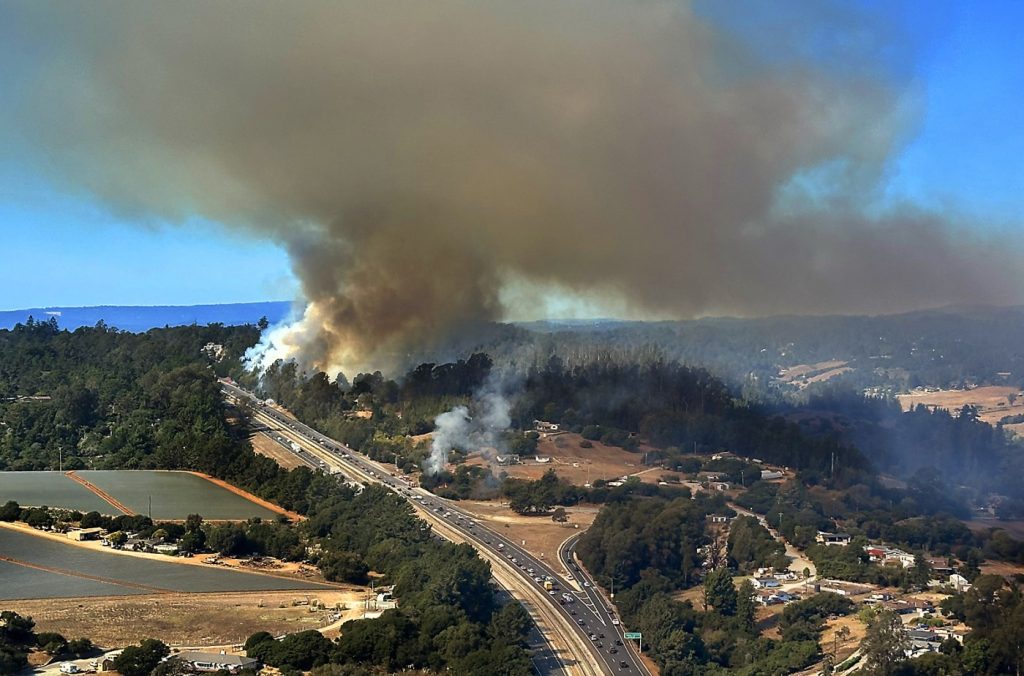 Grass fires break out along Highway 1 in Santa Cruz’s South County