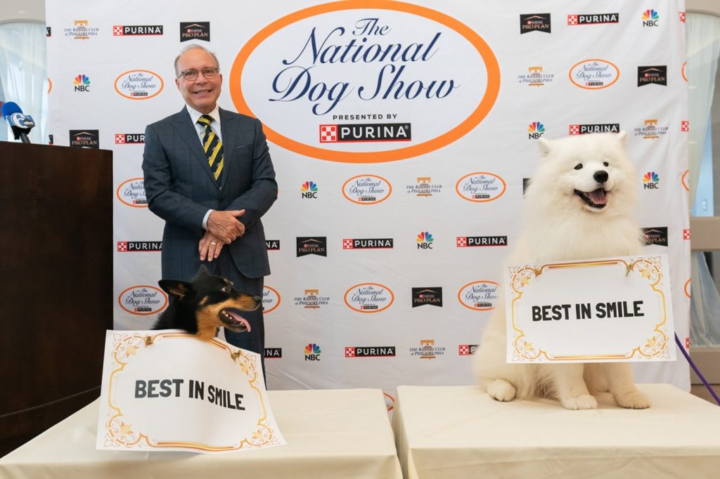 Dogs competed in a ‘smile-off’ contest at the National Dog Show preview. Everybody won