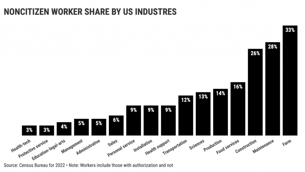 Which US industries bet big on noncitizen workers?