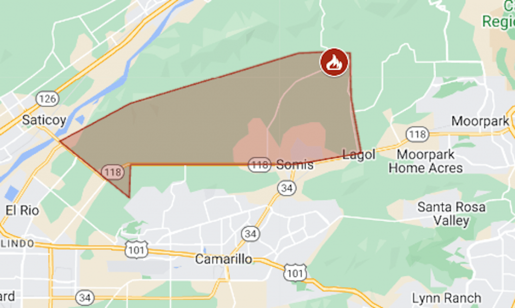 Map: Mountain Fire evacuations in Ventura County